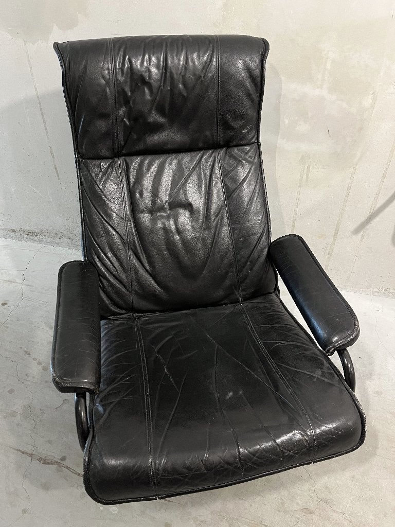 Lederen leunstoel, Ophalen, Gebruikt, 75 tot 100 cm, Leer
