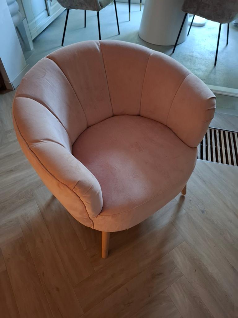 Fauteuil roze velvet, Ophalen, Minder dan 75 cm, 50 tot 75 cm