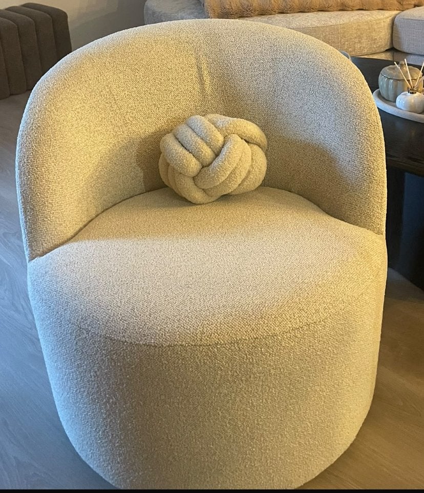 Beige boucle fateuil te koop, Ophalen, Minder dan 75 cm, Zo goed als nieuw, Boucle