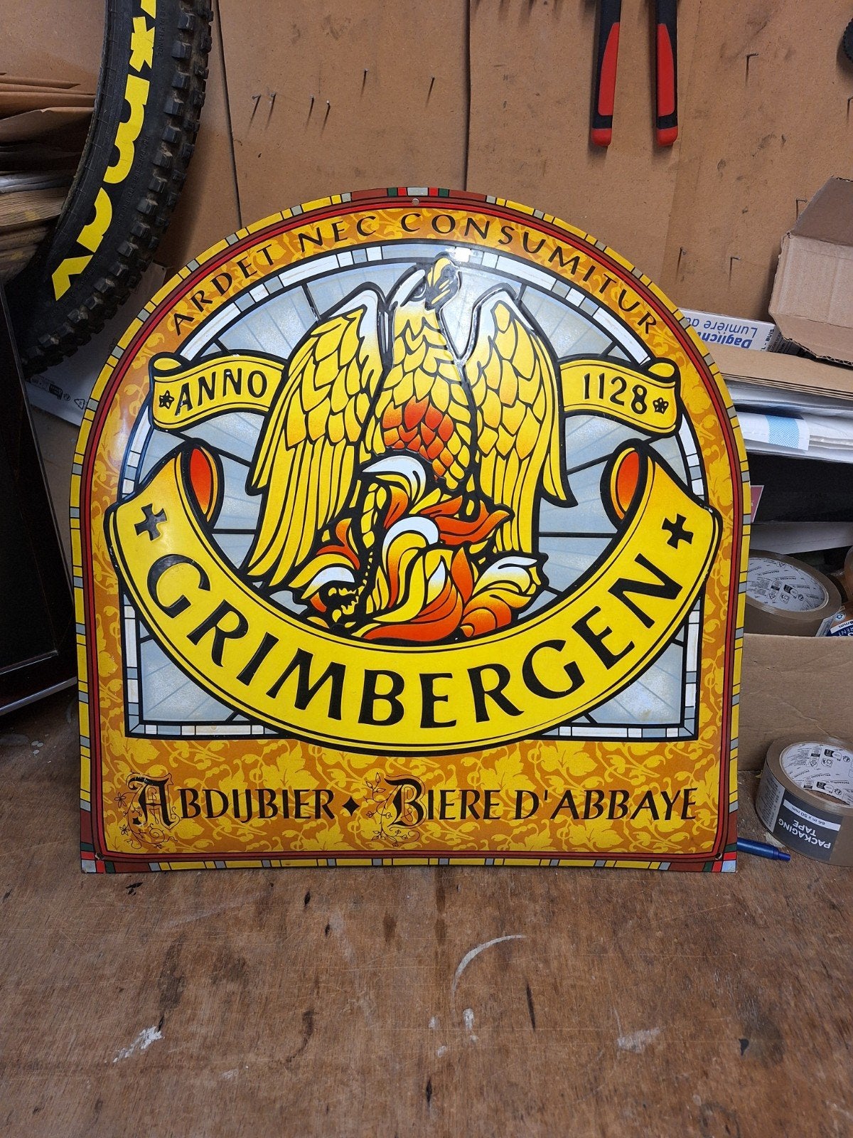Origineel Grimbergen Abdijbier Emaille Reclamebord, Verzamelen, Merken en Reclamevoorwerpen, Ophalen of Verzenden