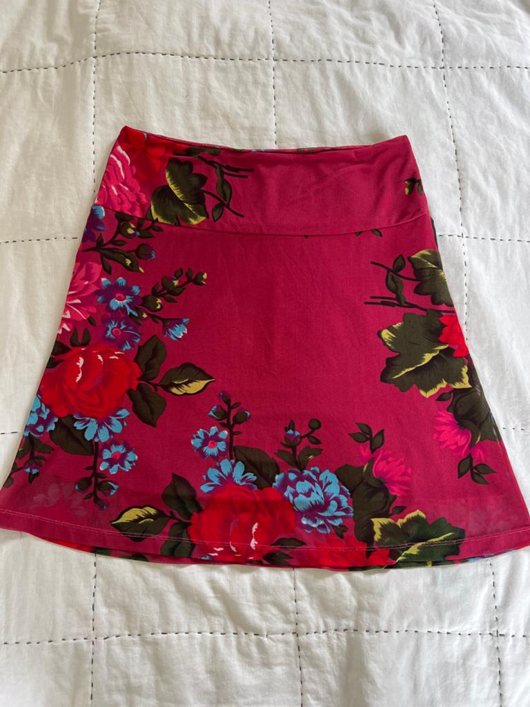 King Louie M Bloemenprint rokje rood met blauw en groen, Kleding | Dames, Rokken, Maat 38/40 (M), Ophalen of Verzenden, Zo goed als nieuw