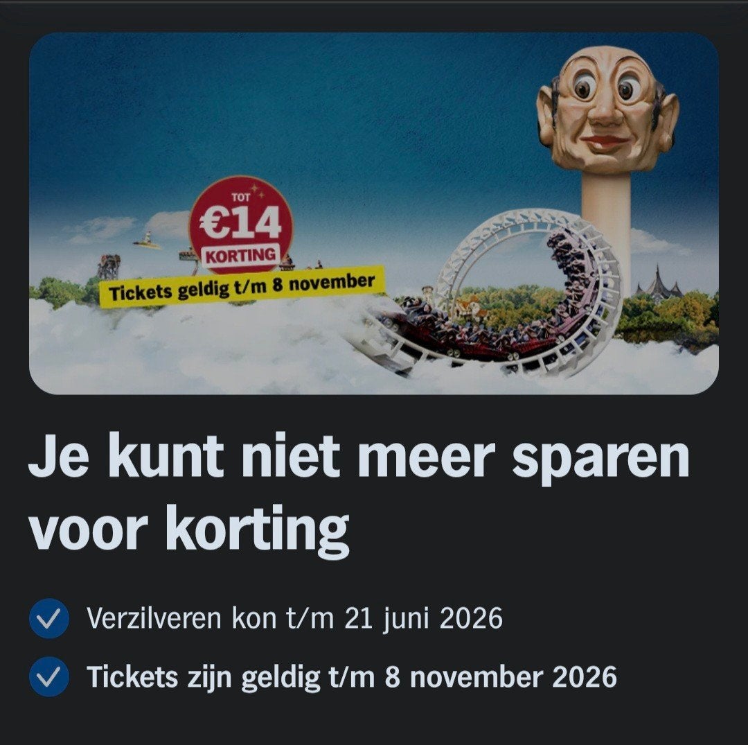 Efteling tickets, Tickets en Kaartjes, Twee personen, Ticket of Toegangskaart