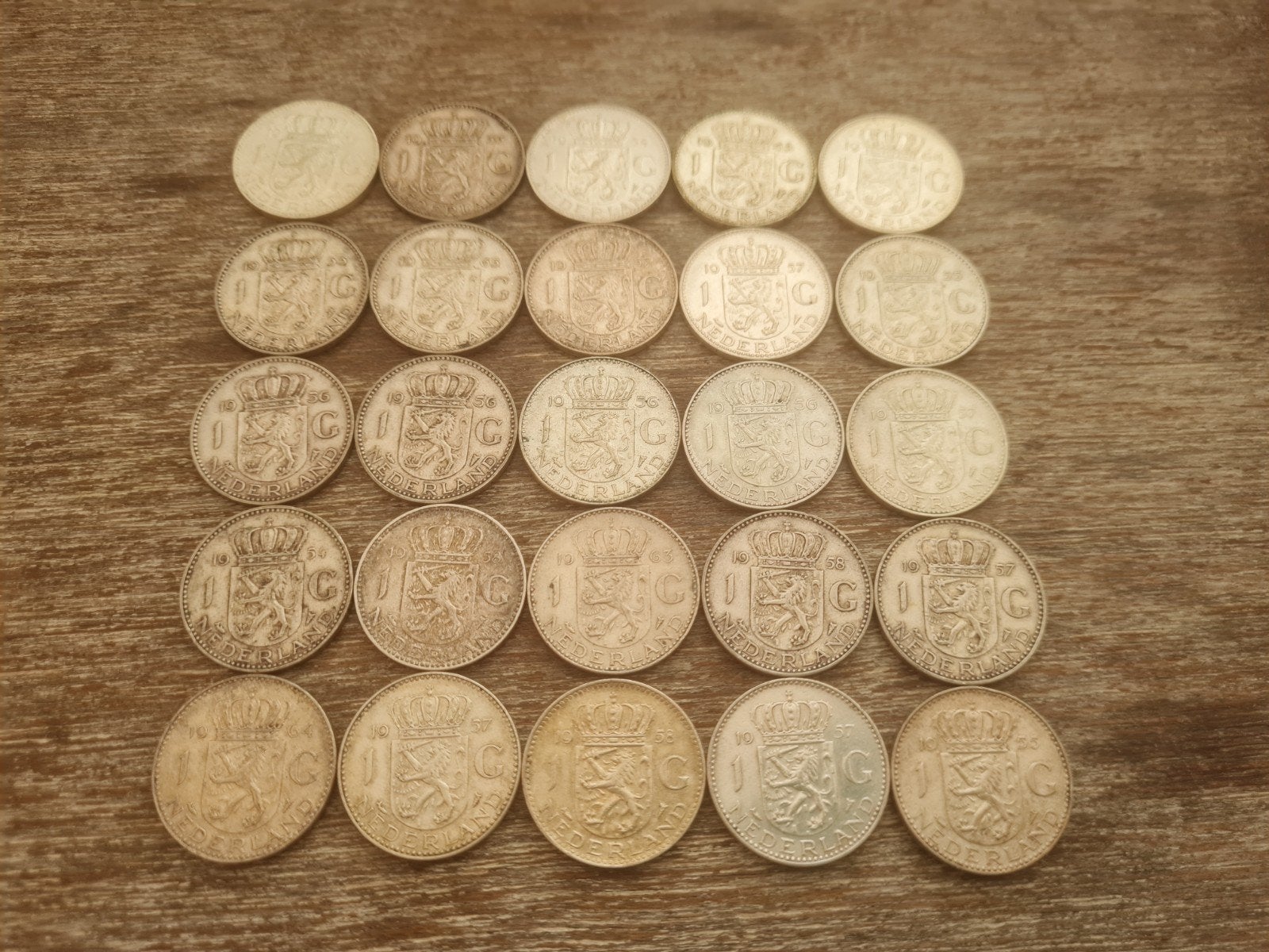 Set 25x 1 gulden zilver Juliana, Postzegels en Munten, Ophalen of Verzenden, Koningin Juliana, Zilver