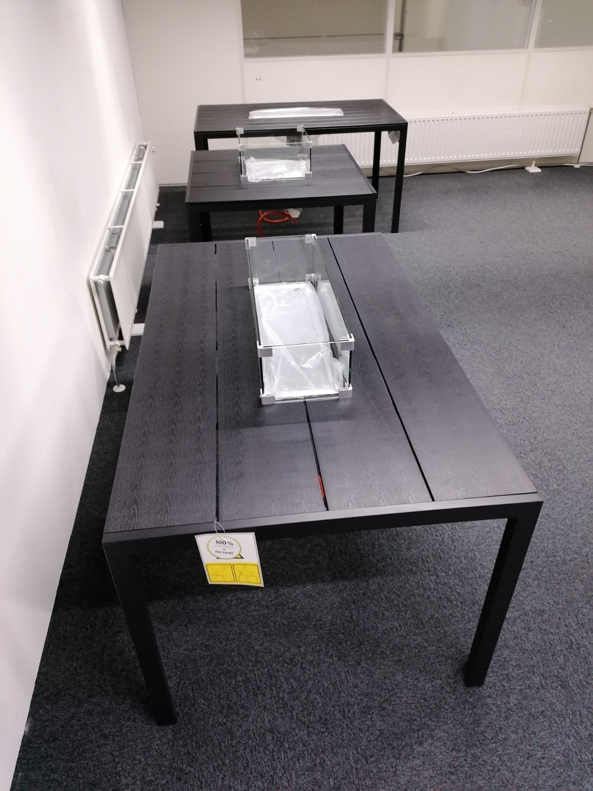Vuurtafel-Eettafels met RVS brander, glasombouw & afdekplaat, Ophalen, Nieuw