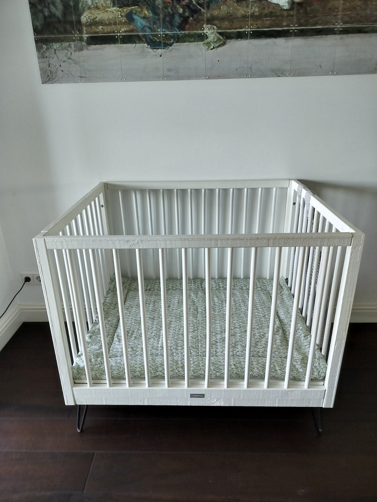 Witte houten box van Coming Kids voor jongen/meisje, Ophalen, Gebruikt, Rechthoekig, In hoogte verstelbaar