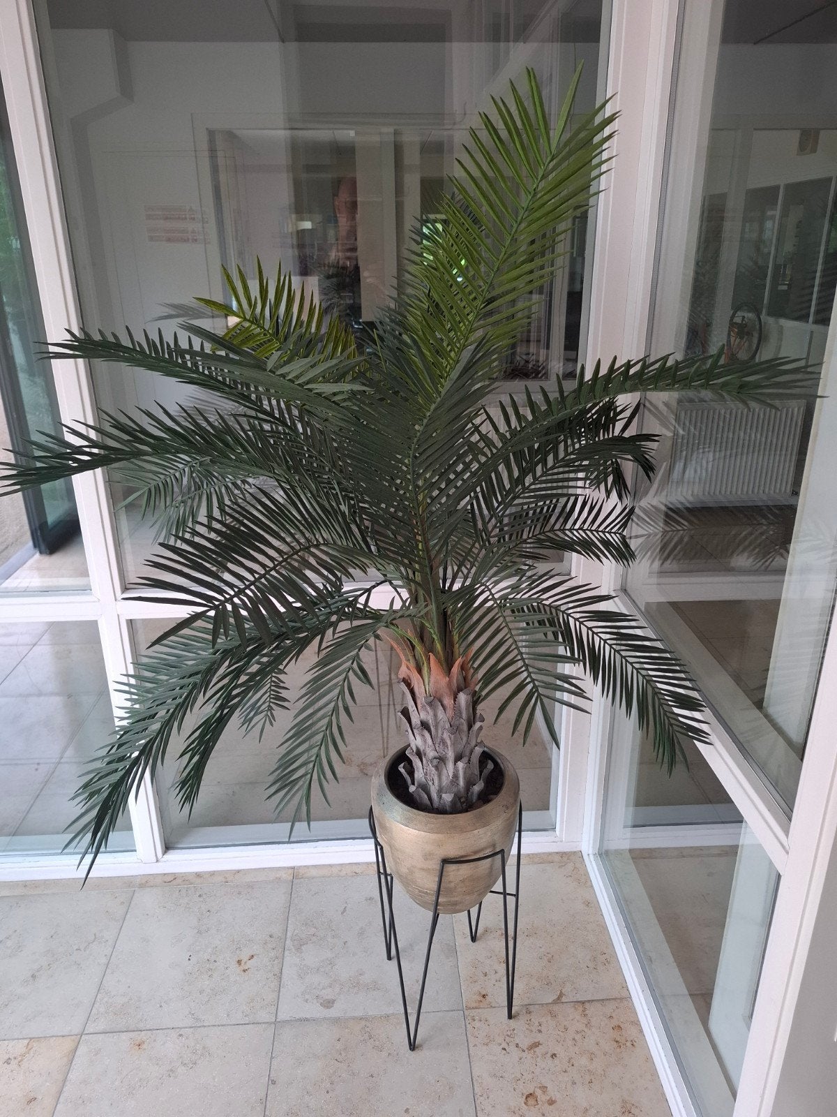 Grote kunstpalm met pot en standaard, Ophalen, Groen, Onderhoudsvrij, Kunstplant