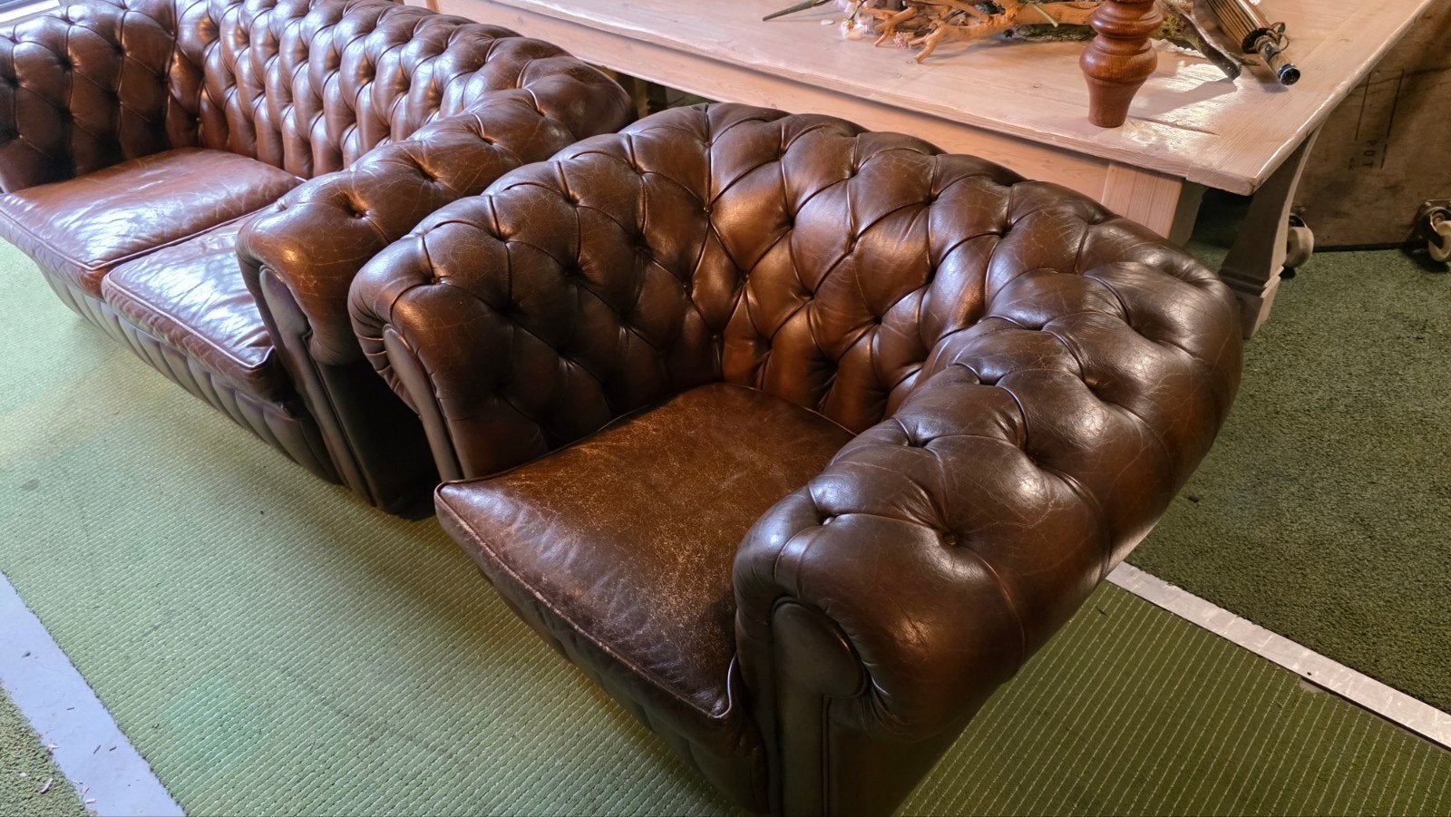 antiek Chesterfield bankstel 3-2-1, Ophalen