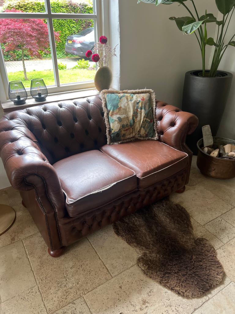 Chesterfield tweezitsbank van Winchester Furniture, Ophalen, Gebruikt, 150 tot 200 cm, Tweepersoons