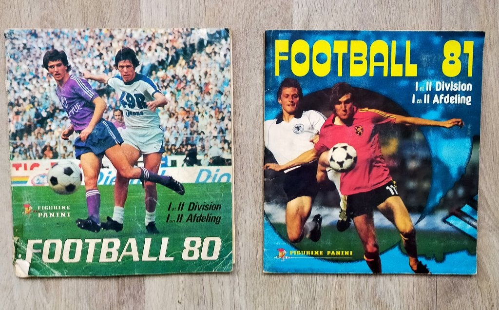 Twee Panini stickeralbums Belgische competitie 1980 en 81, Ophalen of Verzenden, Gelezen, Balsport