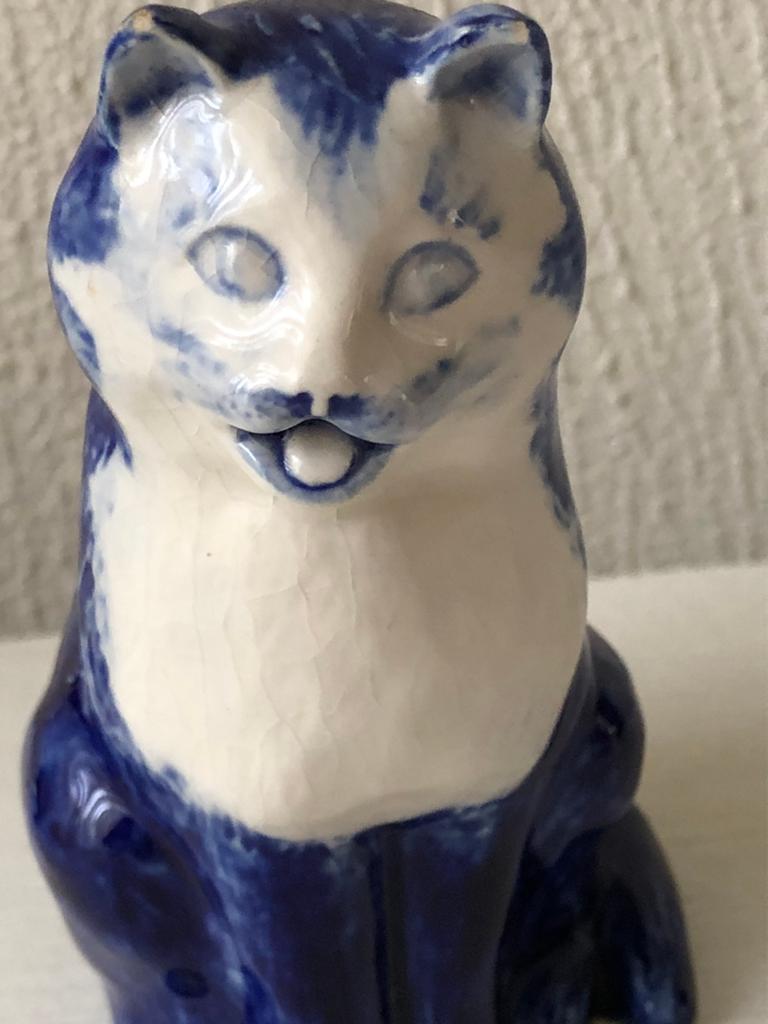 Beeld Kat Venitiaanse Blauw Porselein Apart!, Ophalen of Verzenden, Gebruikt, Dier