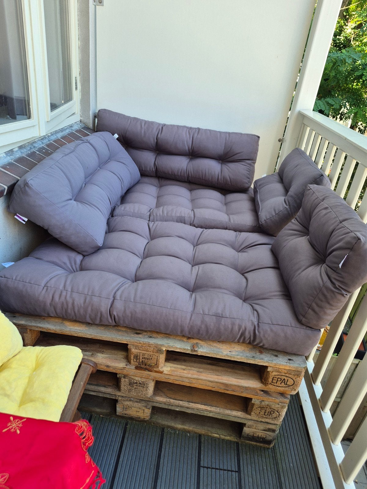 Only today! Pallet Bank with Cushions,6 Pallets & 6 Cushions, Ophalen, Hout