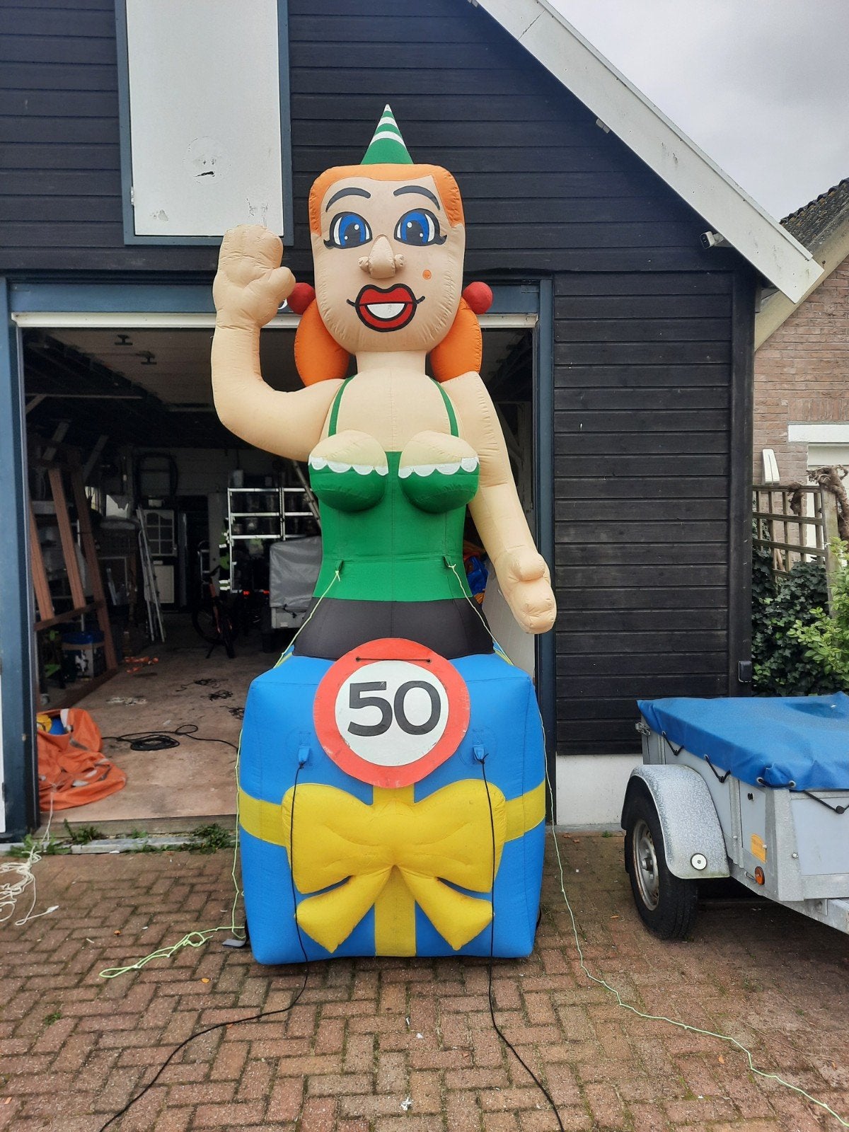 Opblaasbare Sarah en Abraham met diverse leeftijdsborden, Ophalen, Gebruikt, Abraham of Sarah