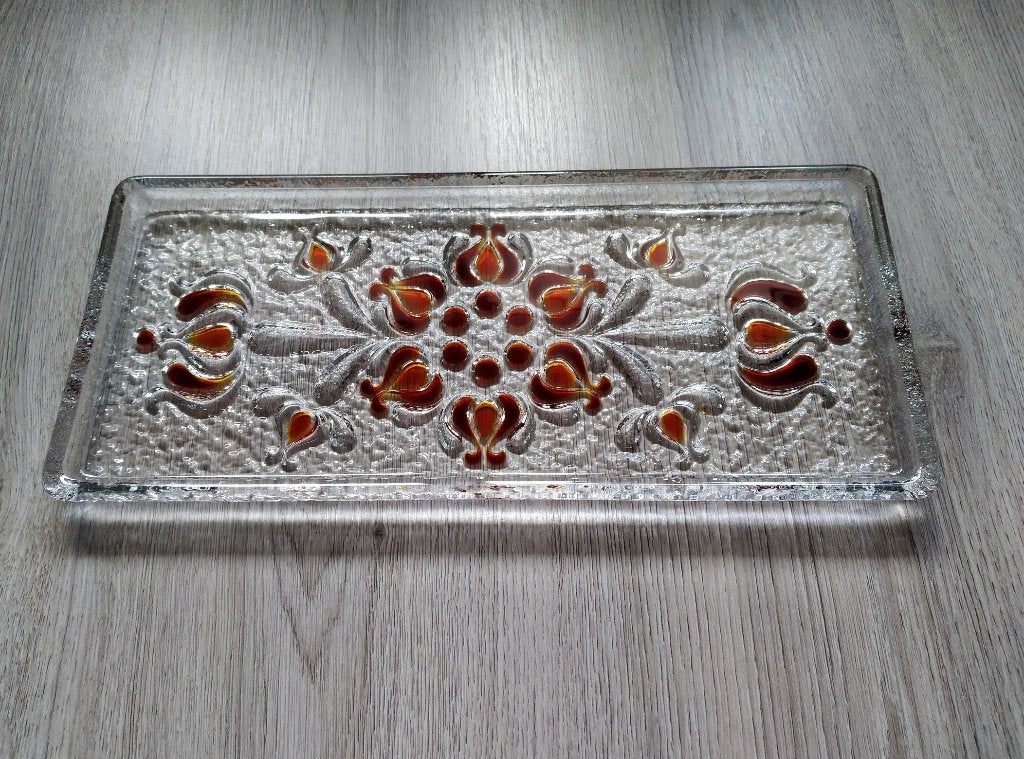 mooie vintage glazen cake schaal, Ophalen of Verzenden