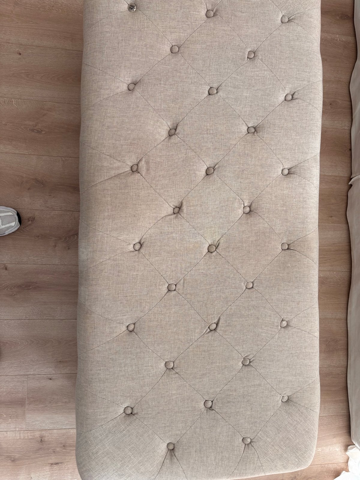 Rivièra Maison voetenbank/hocker, Ophalen, Gebruikt, 125 cm of meer, Stof