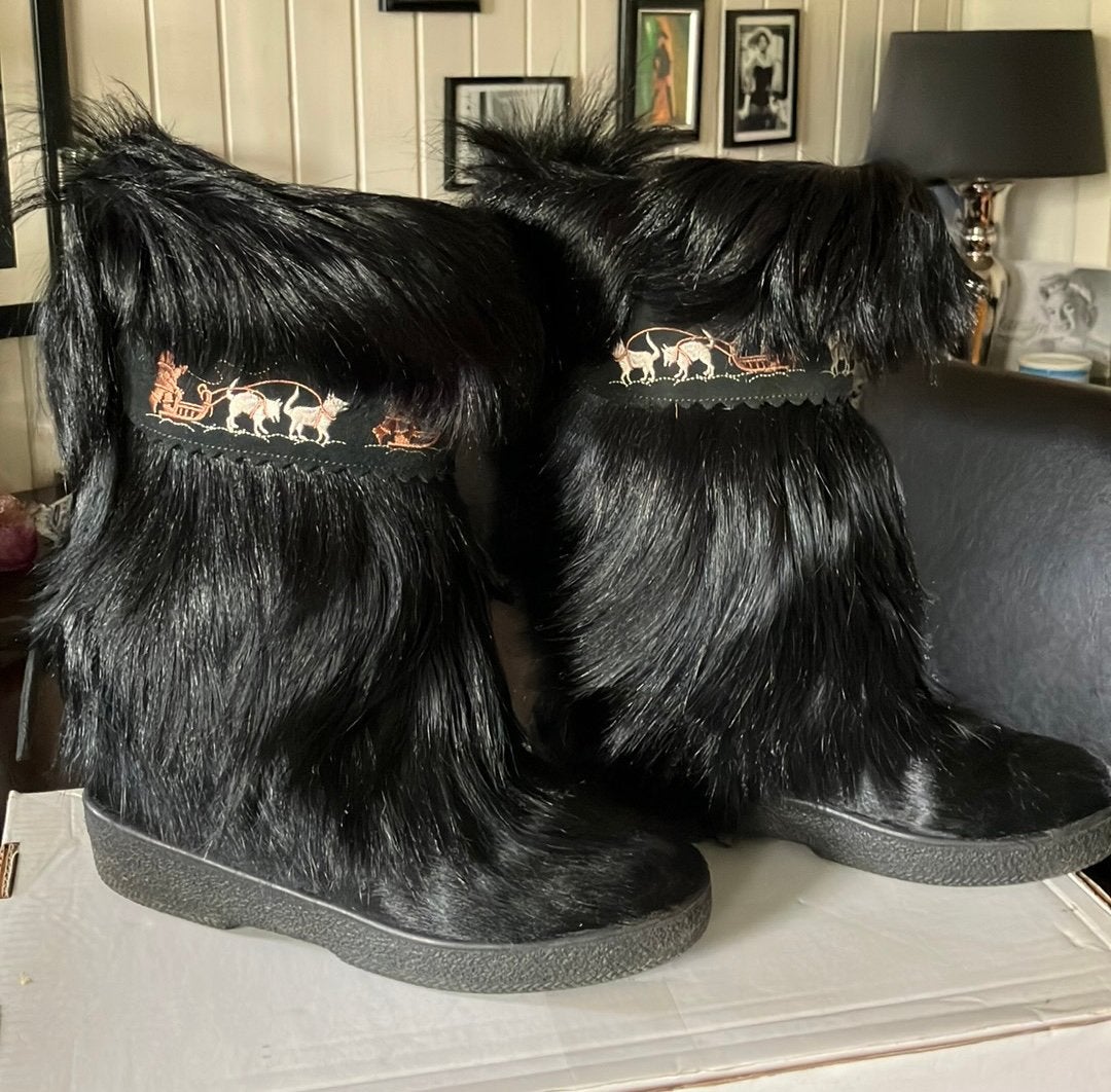 Vintage moonboot dames, Ophalen of Verzenden, Zo goed als nieuw, Bruin