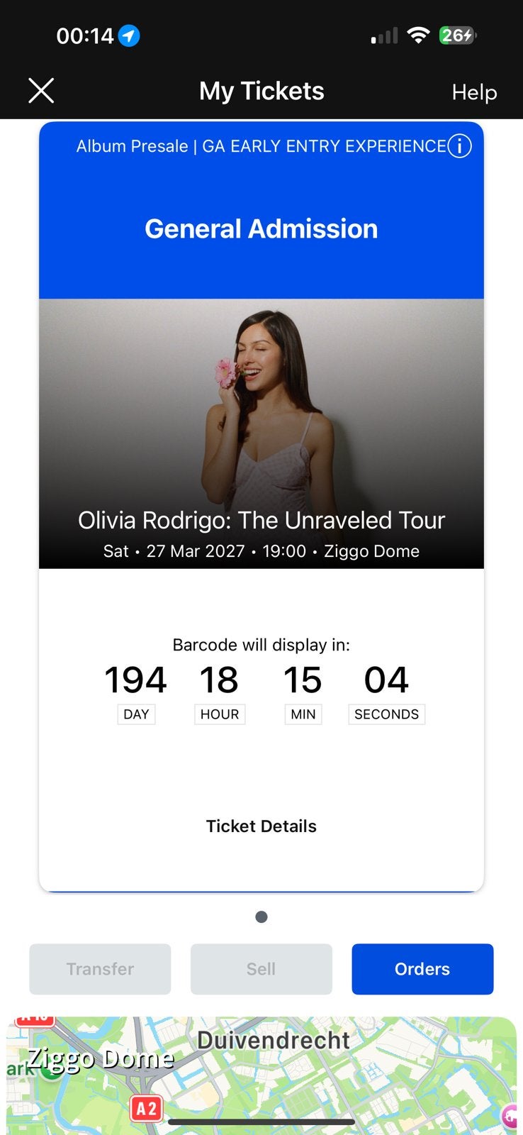 Olivia Rodrigo Vip 27 maart, Tickets en Kaartjes, Eén persoon, Maart