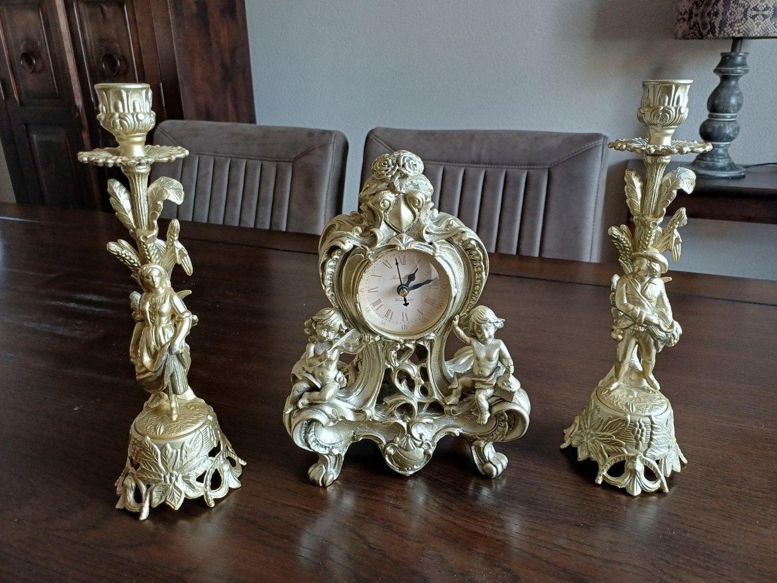 Mooi klokstel en kandelaars antieke stijl, Antiek en Kunst, Antiek | Klokken, Ophalen
