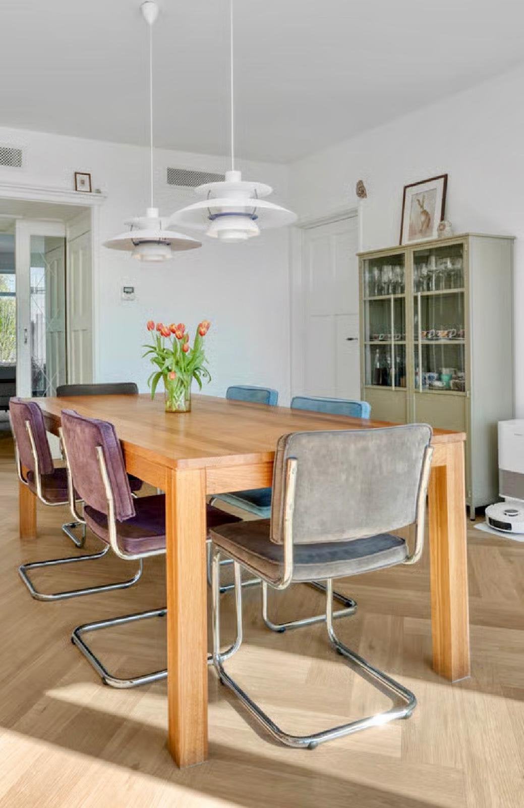 Prachtige massief houten eettafel met 6 luxe stoelen, Antiek en Kunst, Ophalen