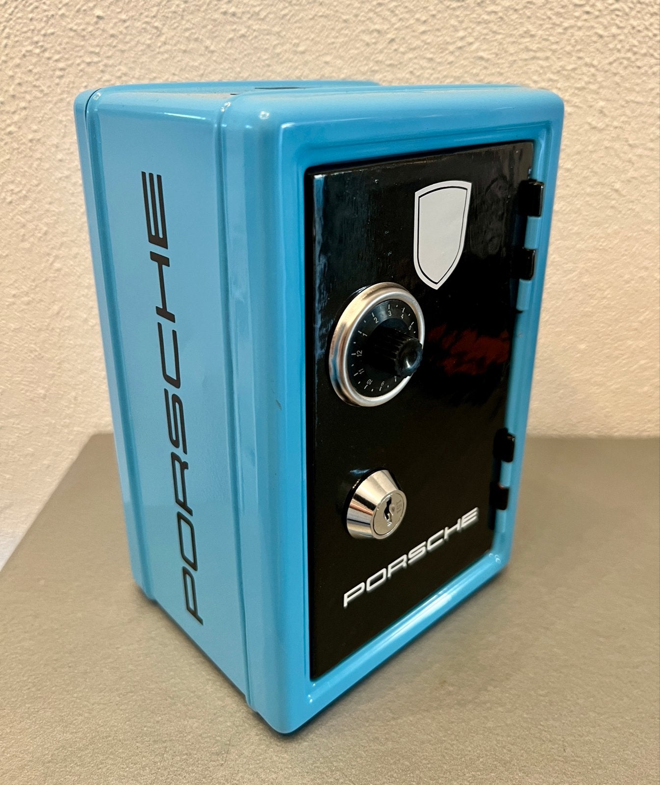 Porsche Spaarpot Kluis - Metaal Blauw/Zwart met Sleutels, Ophalen of Verzenden, Nieuw