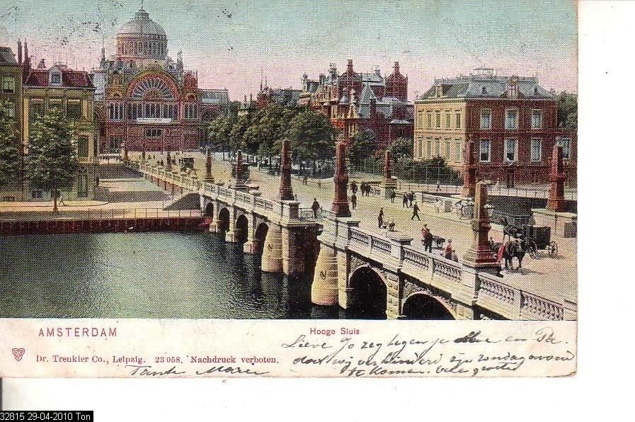 Ansichtkaart 	Amsterdam	Hooge Sluis, Verzenden, Voor 1920, Gelopen, Noord-Holland