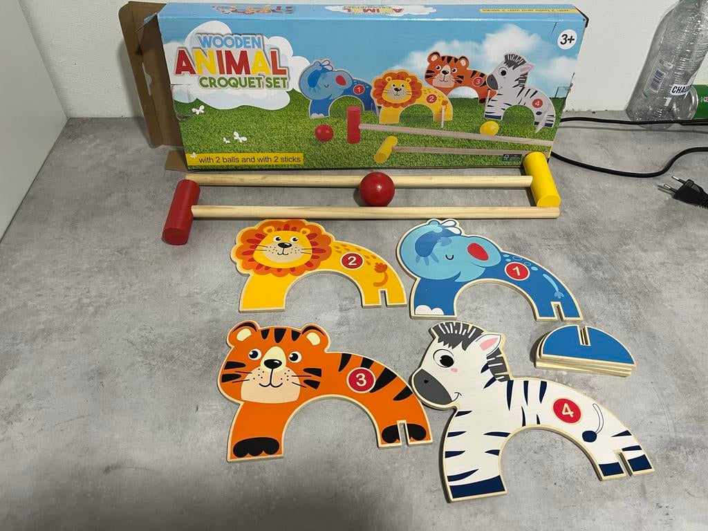 Houten dieren croquet set minigolf, Ophalen of Verzenden, Gebruikt, Jongen of Meisje