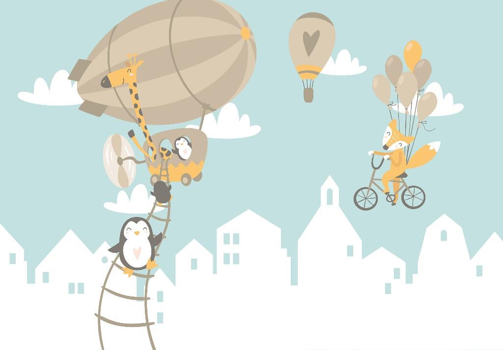 Zeppelin en dieren behang kinderkamer, babykamer, Kinderen en Baby's, Verzenden, Nieuw
