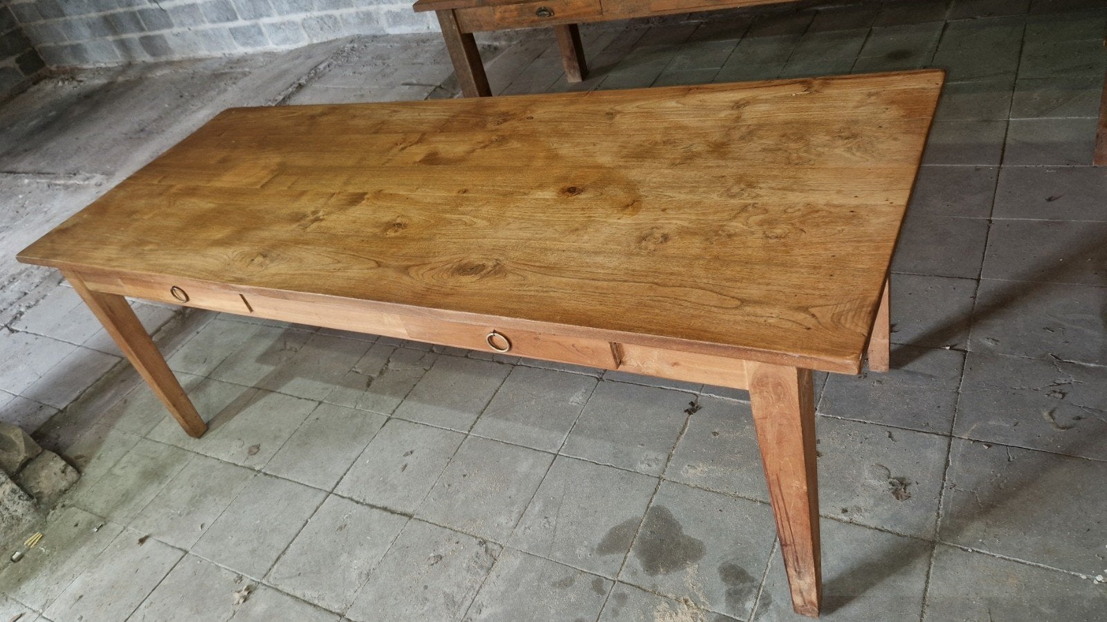 Franse boerentafel, Ophalen, Eikenhout, 200 cm of meer, 50 tot 100 cm