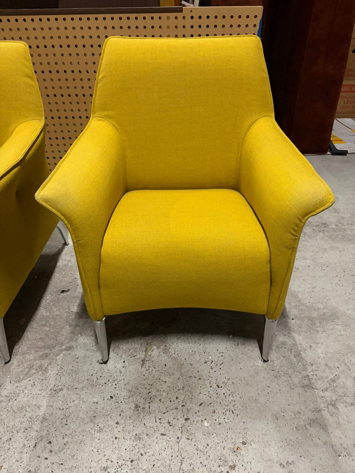 2 gele Leolux fauteuils, Ophalen, ., 75 tot 100 cm, Zo goed als nieuw