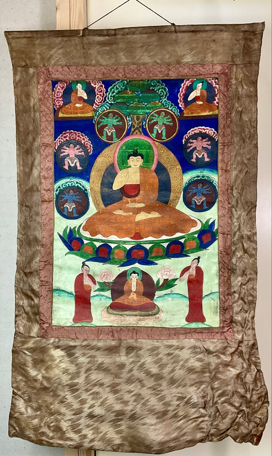 Shakyamuni Boeddha thangka, Tibet / Nepal, 19e eeuws #419, Ophalen of Verzenden, Meerkleurig, Geschilderd, Tibet
