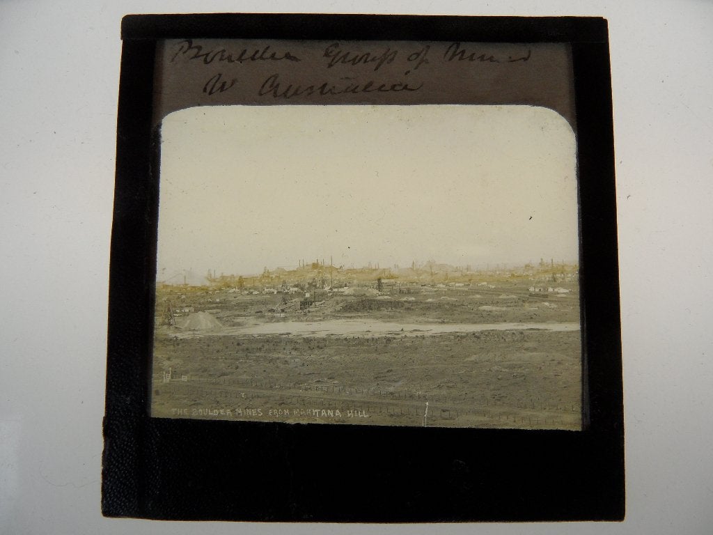 glasdia 2x australië  boulder mijn en dorp  1930  geen serie, Verzamelen, Gebruikt, Verzenden, Foto, Buitenland