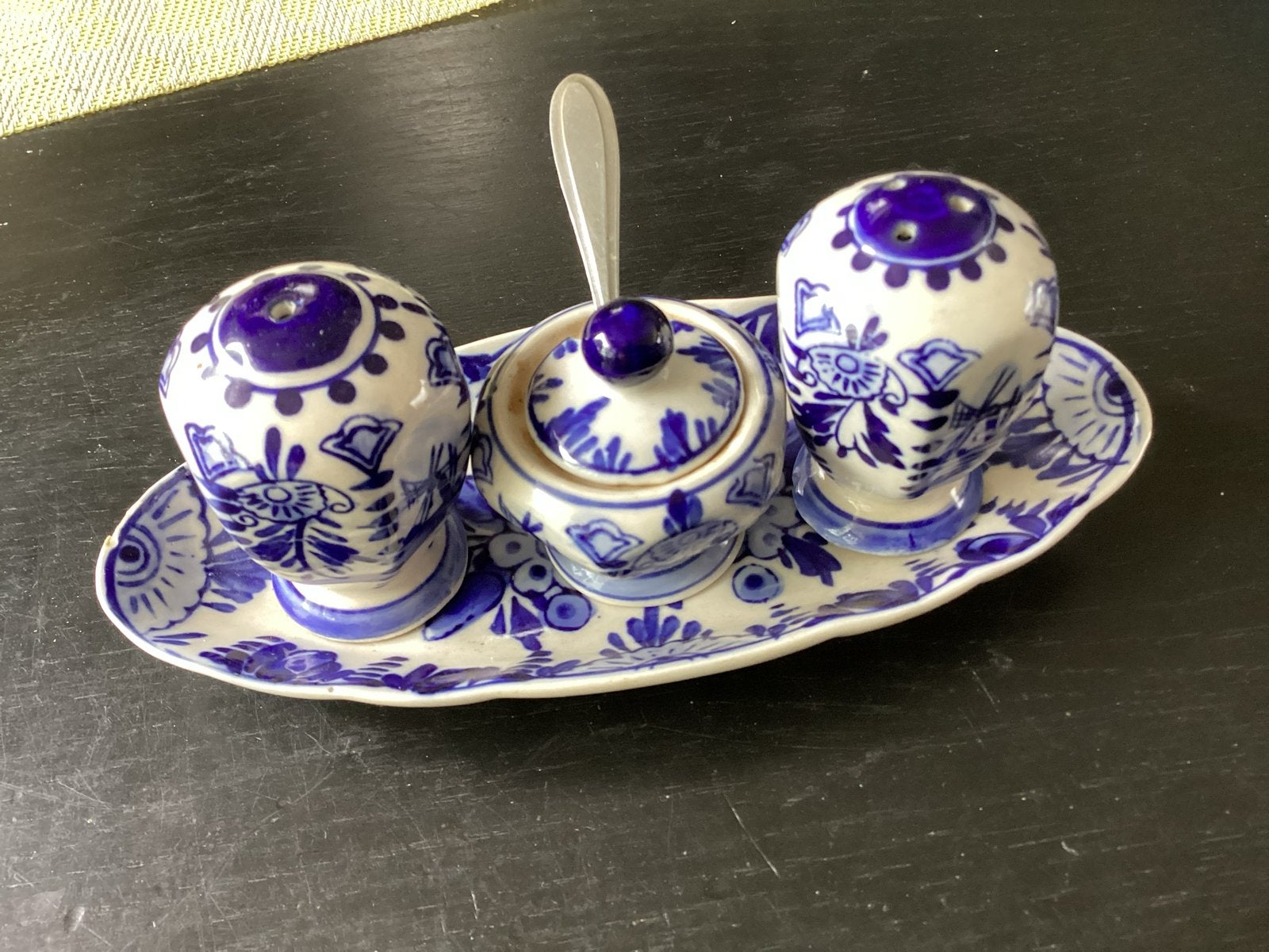 Vintage Delftsblauwe specerijenset  op dienblad |, Ophalen of Verzenden