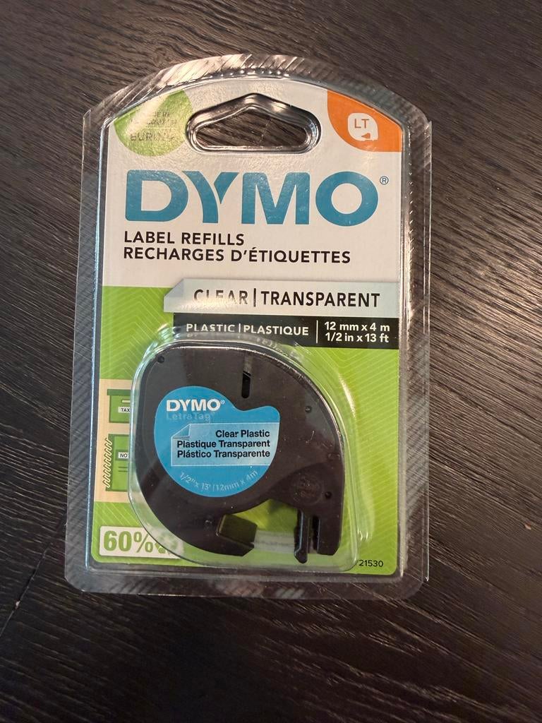 Dymo Label Refill - Transparant 12mm x 4m 30 stuks, Computers en Software, Labelprinters, Ophalen of Verzenden, Nieuw, Etiket