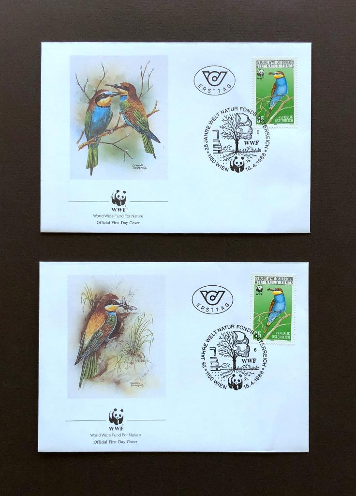 WWF WNF Oostenrijk 1988 FDC Bijeneter Vogel, Verzenden, Onbeschreven, Europa