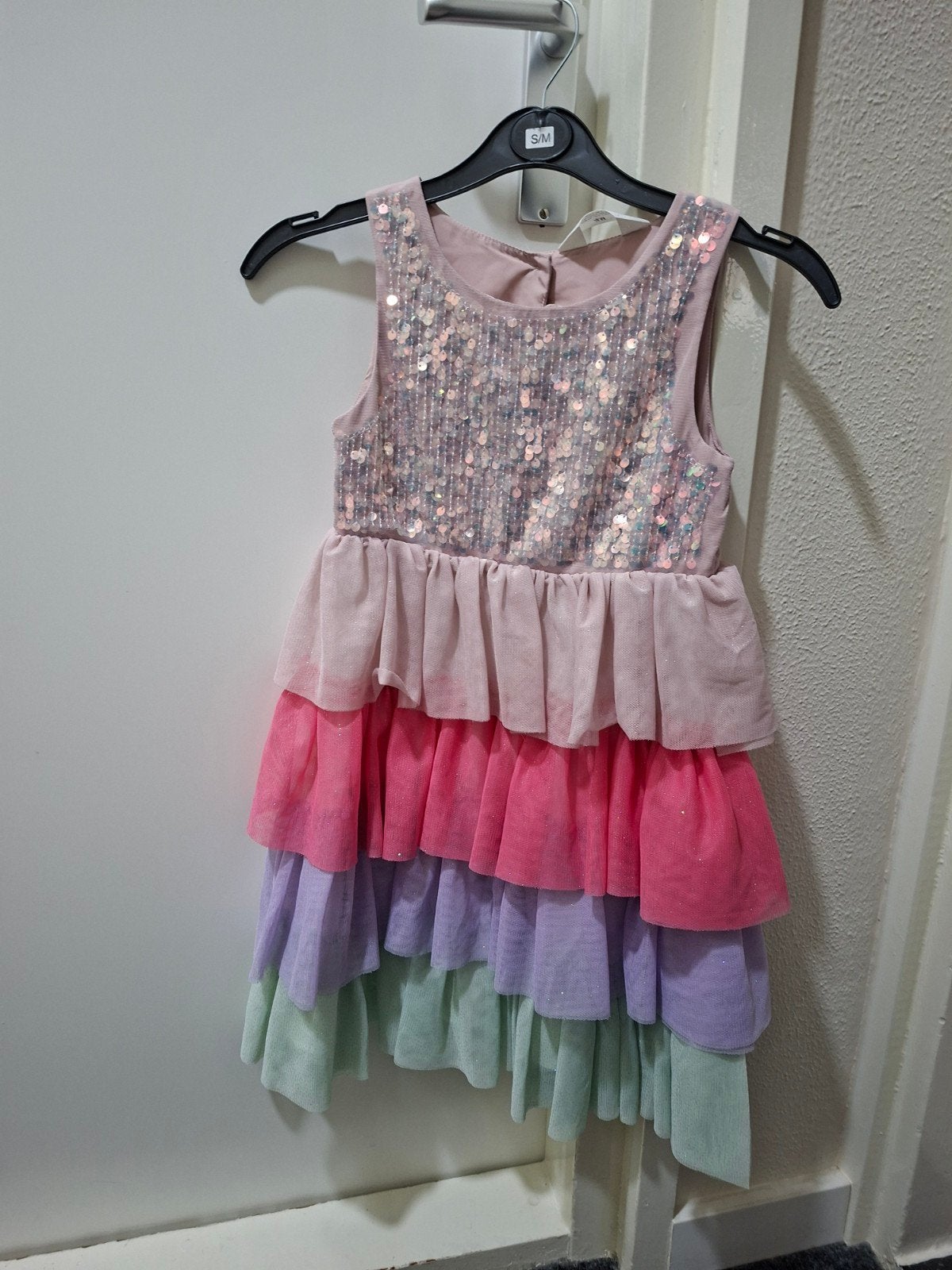 H&M Feestjurk Meisje Maat 116 - Roze met Pailletten, Ophalen of Verzenden, Zo goed als nieuw, Meisje, Jurk of Rok
