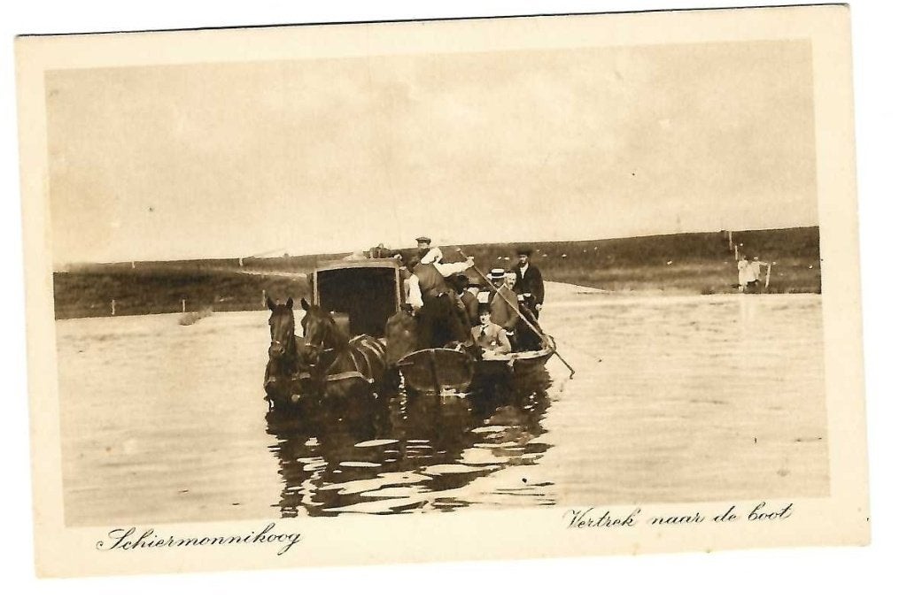 Schiermonnikoog - Vertrek naar de boot, Verzenden, 1920 tot 1940, Ongelopen, Waddeneilanden