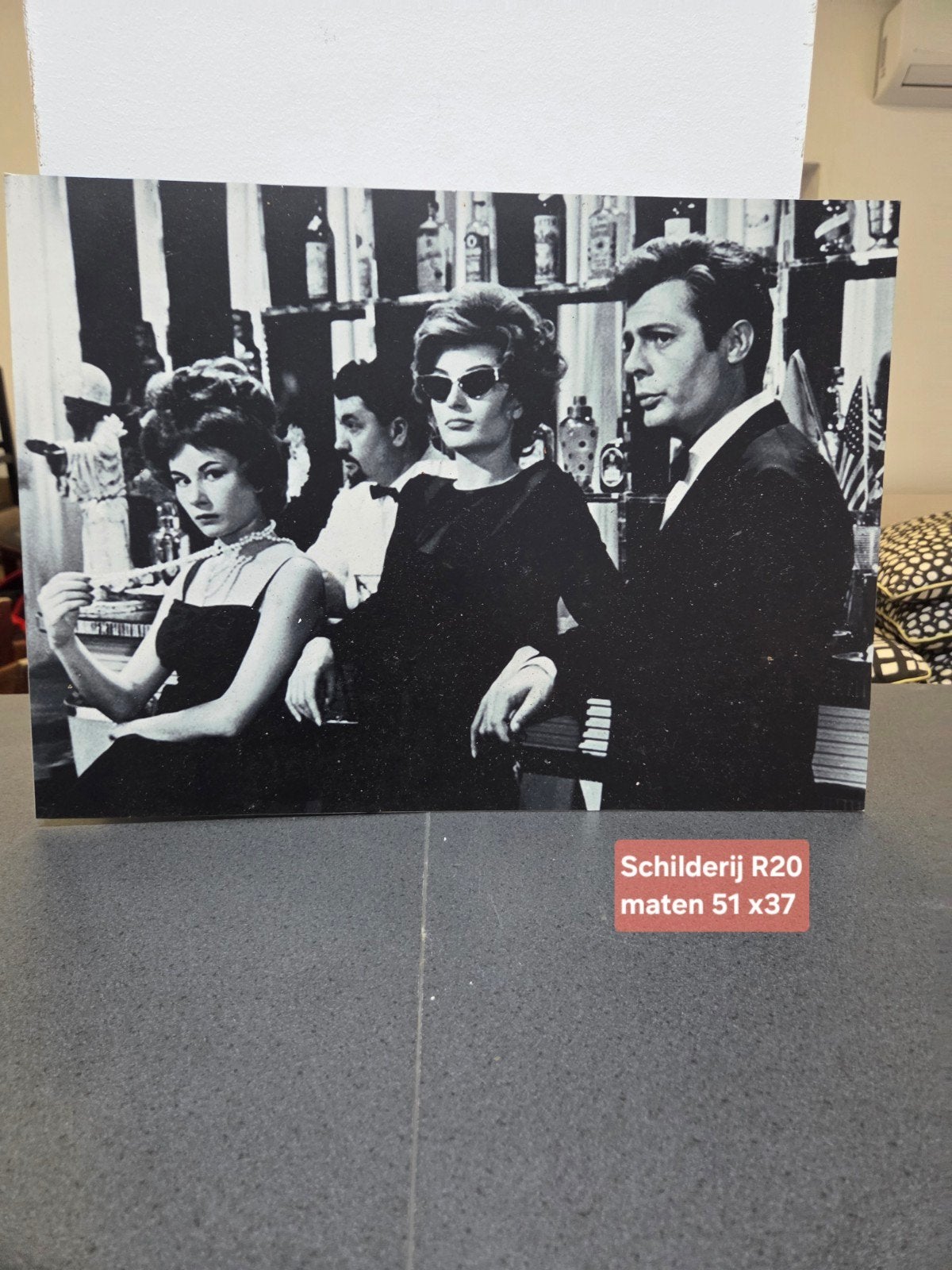 Zwart-wit schilderij van filmsterren, 51x37 cm, Ophalen