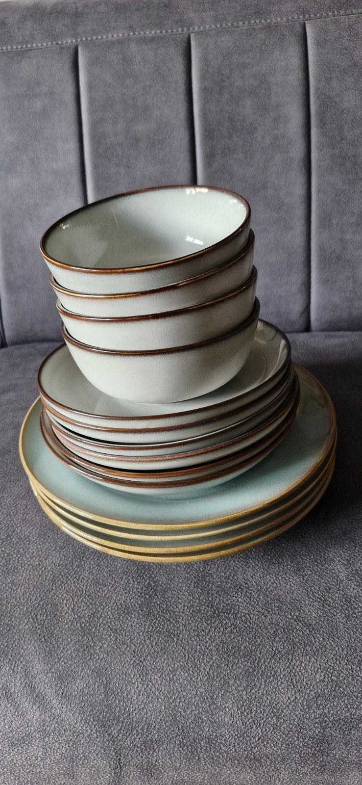 Set van ronde borden diner, ontbijt en schaaltjes, Ophalen, Gebruikt, Overige stijlen, Bord(en)
