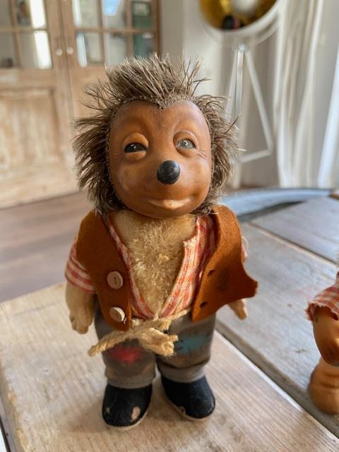 Oude antiek Steiff Macki egels / egel knuffel rubber, Ophalen
