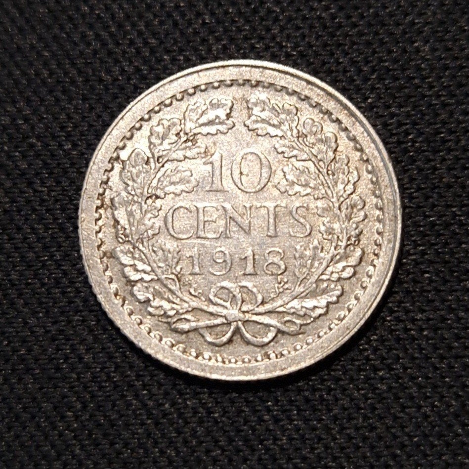 10 cent 1918, Verzenden, Zilver, 10 cent, Koningin Wilhelmina
