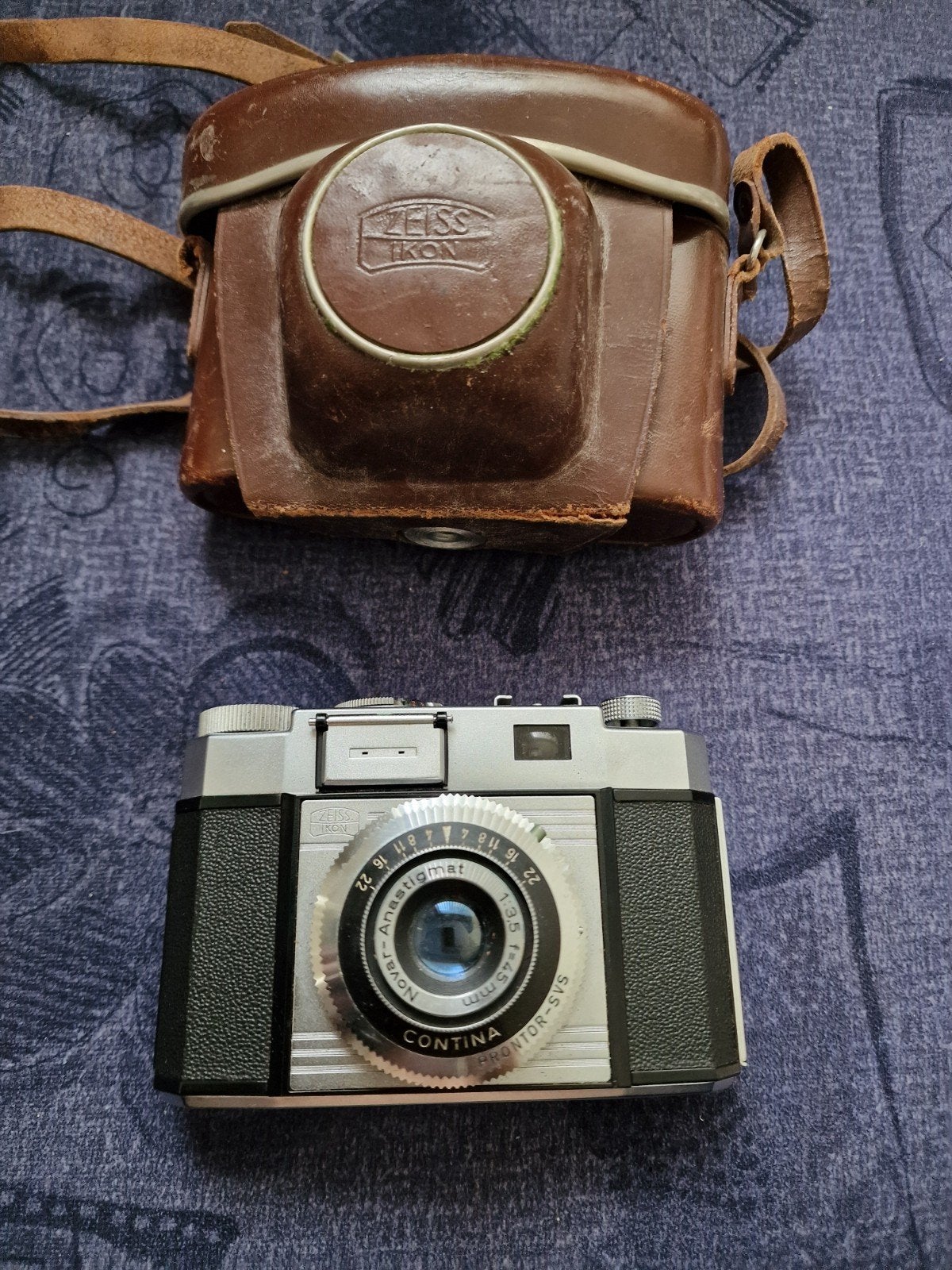 Zeiss Ikon Contina Vintage Camera met Leren Tas, Ophalen of Verzenden, Gebruikt, Overige Merken