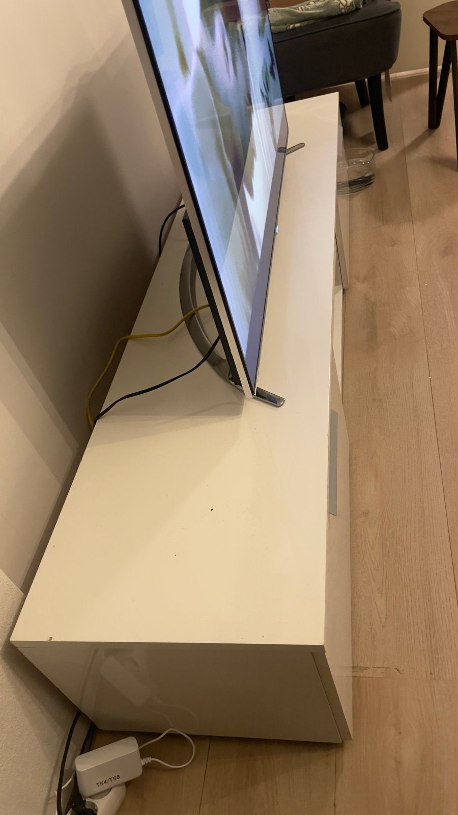 Stevige witte tv-meubel met lades en open vakken, Huis en Inrichting, Ophalen, Gebruikt, 100 tot 150 cm, Minder dan 100 cm