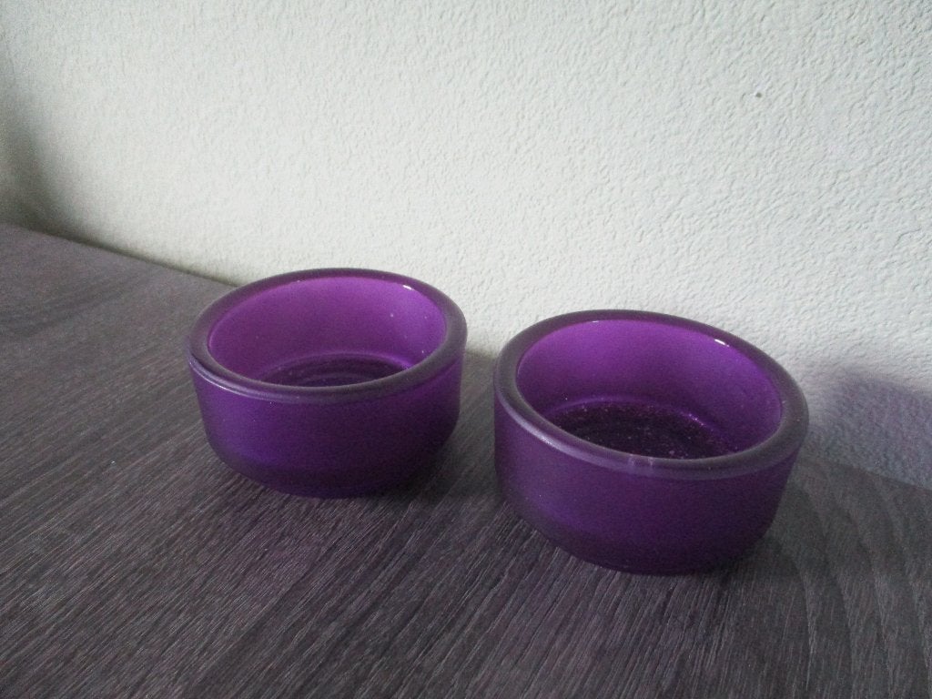 Paarse waxinelichthouders, 2 groot  en 2 klein, Paars, IKEA, Waxinelichthouder, Ophalen of Verzenden