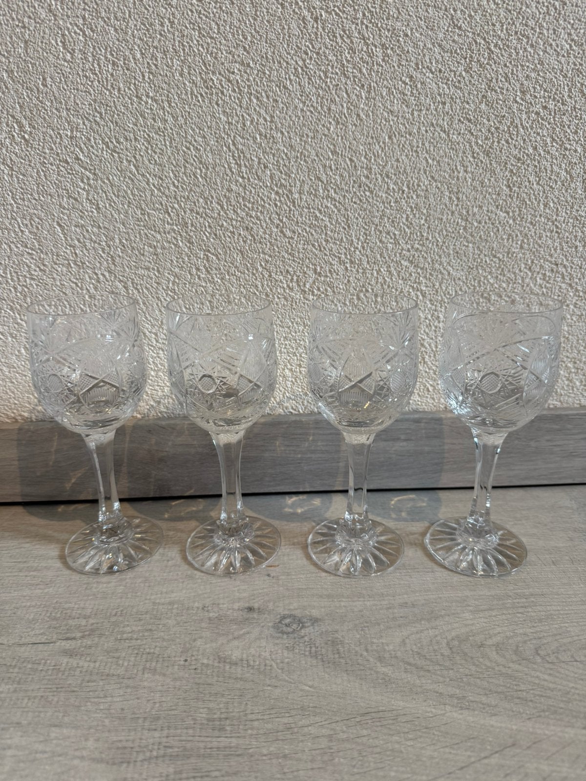 4 vintage geslepen kristallen likeurglazen / portglazen, Ophalen of Verzenden