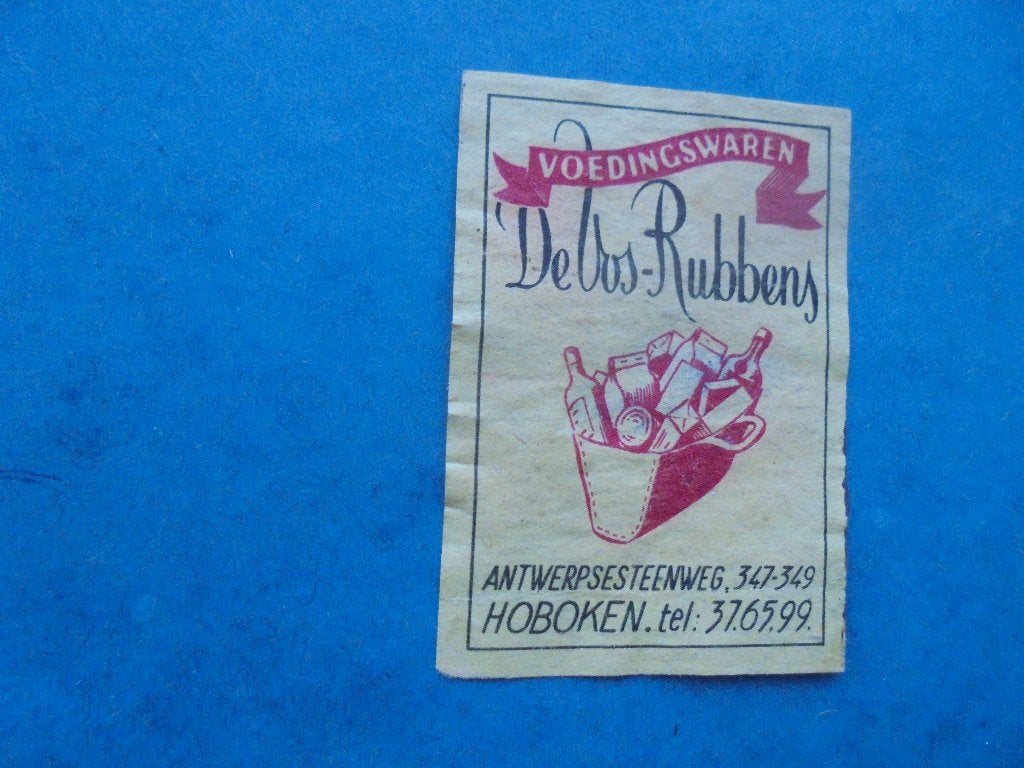 Oud luciferetiket De Vos - Rubbens in HOBOKEN, Verzamelen, Ophalen of Verzenden, Zo goed als nieuw, Luciferdoosjes of -merken