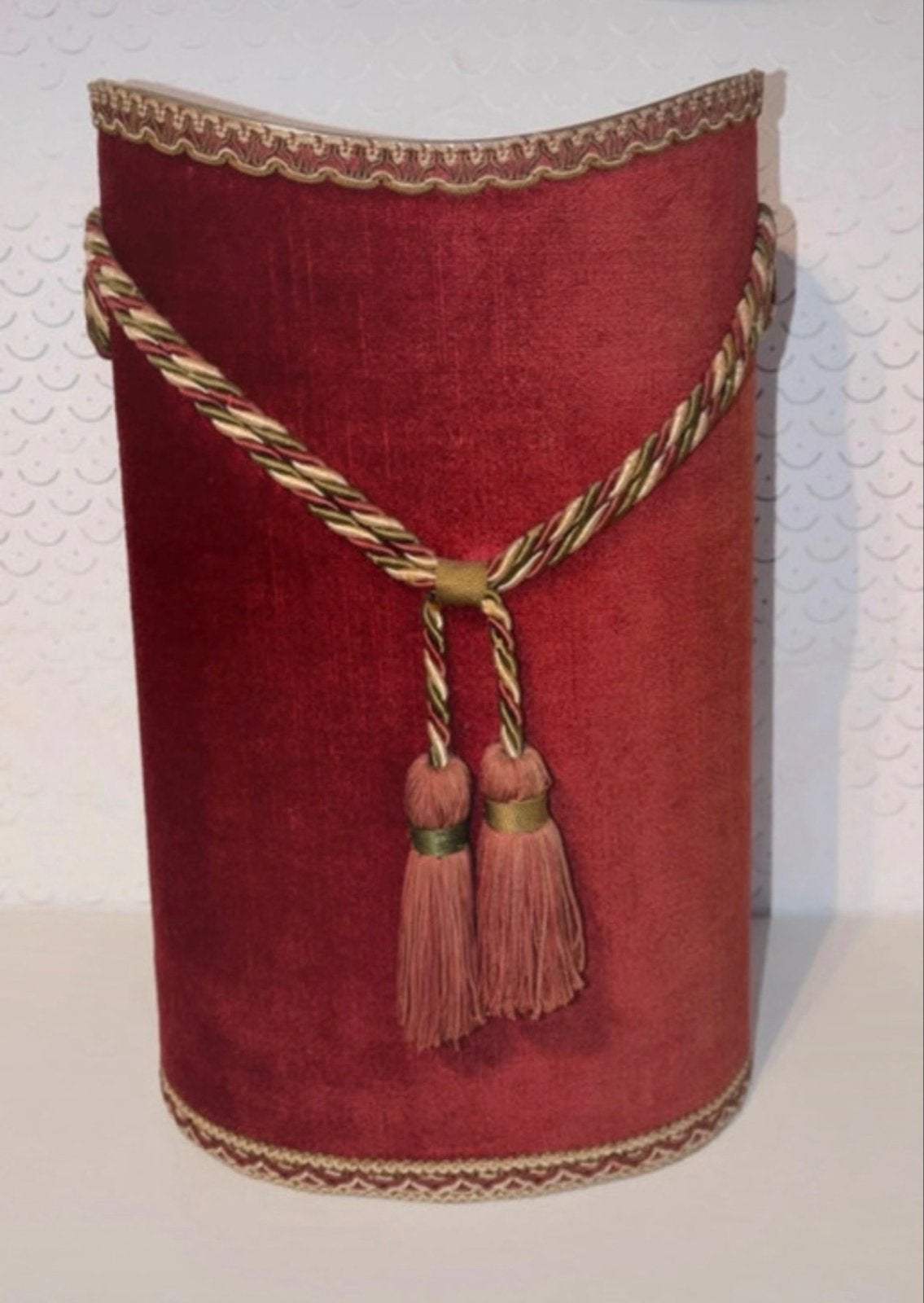 Vintage Franse paraplubak - Rood fluweel met kwasten, Huis en Inrichting, Woonaccessoires | Paraplubakken, Ophalen of Verzenden