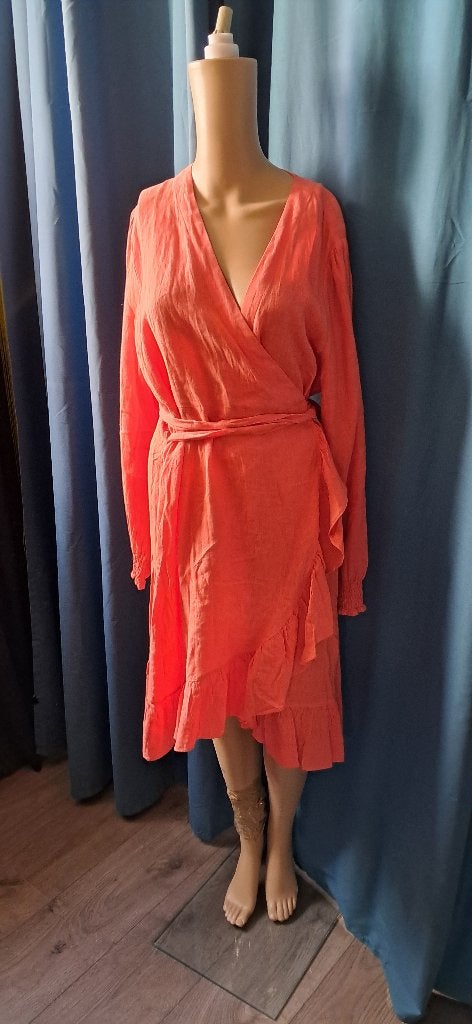 Overslagjurk Maat 44-46 Zalmkleurig, Kleding | Dames, Part Two, Overige kleuren, Verzenden, Maat 46/48 (XL) of groter