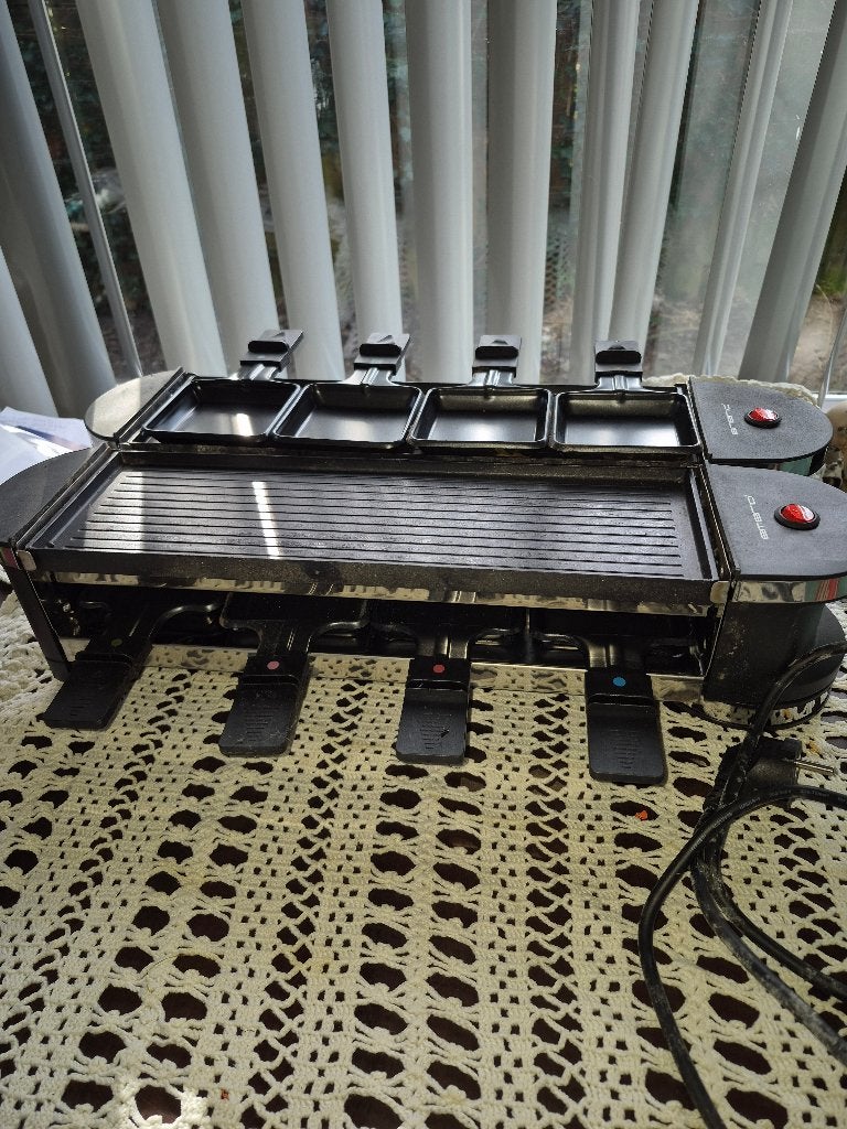 Emerio Raclette Grill/Gourmet met 8 Pannetjes, Ophalen of Verzenden, Gebruikt, 4 t/m 7 personen