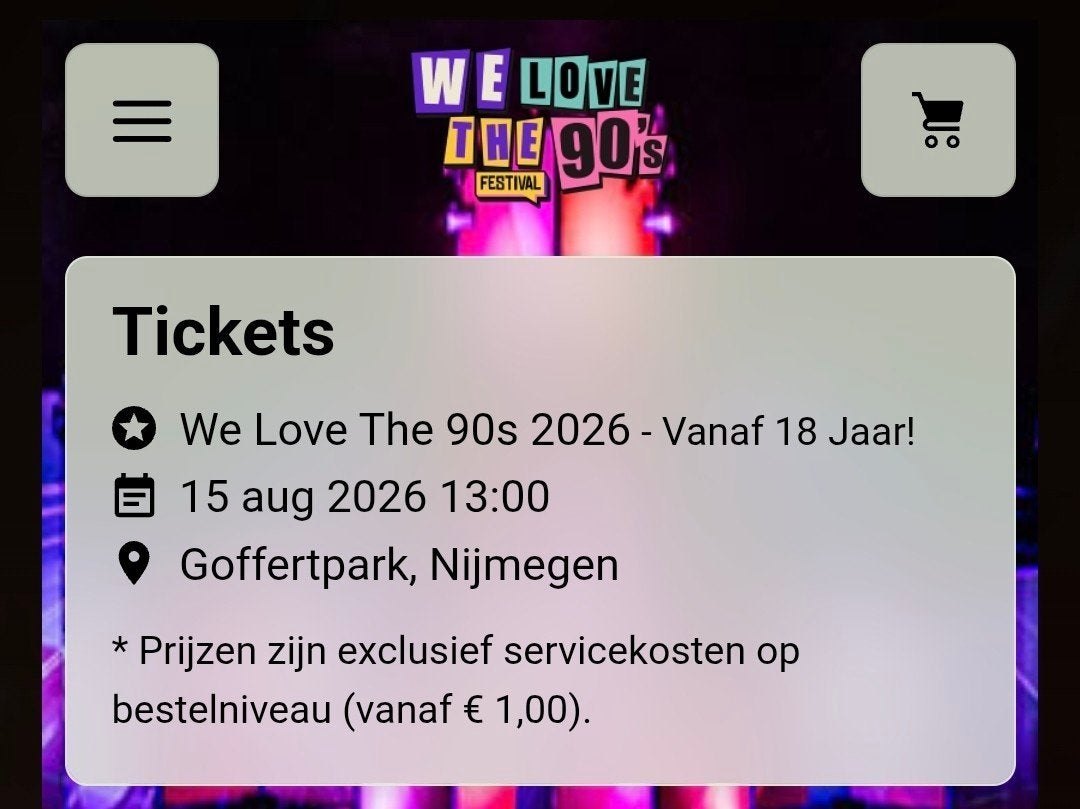 We Love The 90s 2026, Tickets en Kaartjes, Eén persoon