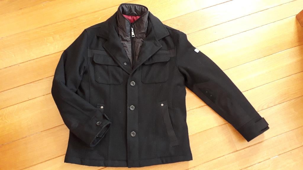 STONES zwarte wollen winter jas maat 46 valt als 48 zgan, Kleding | Heren, Stones, Maat 48/50 (M), Zwart, Ophalen of Verzenden