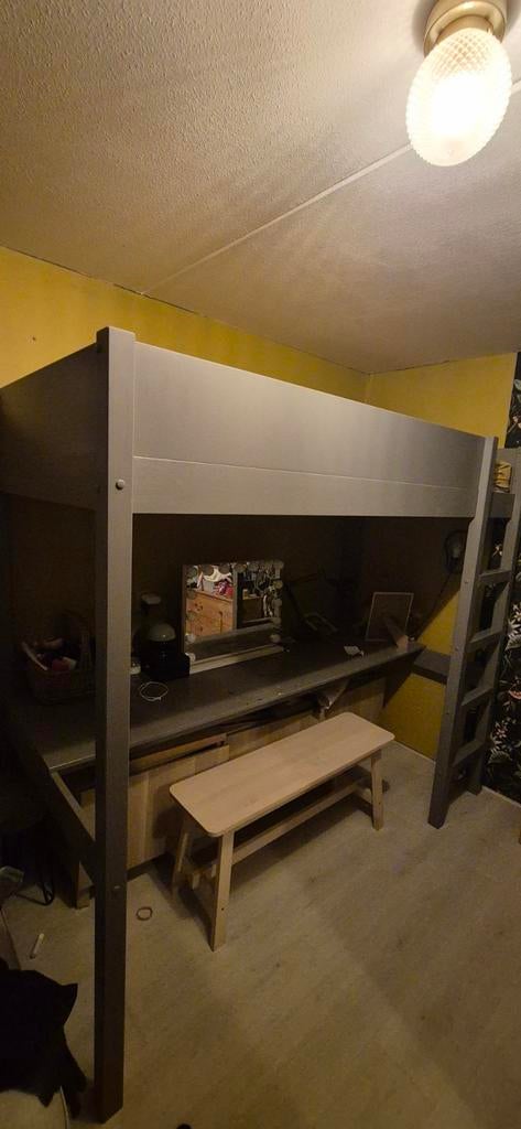 Mooie Hoogslaper met groot bureau, Ophalen, Eenpersoons, Zo goed als nieuw, 200 cm